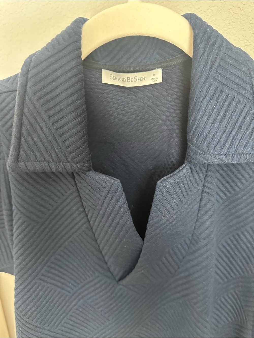 See & be seen Navy Textured Polo Tunic Dress - Picture 4 of 4